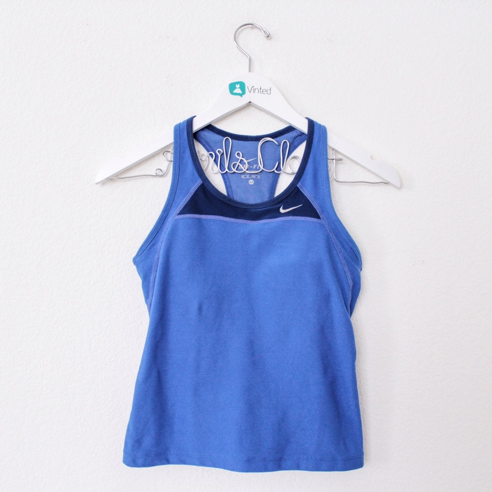 Nike Blue Racerback Tank Top with Navy Trim
